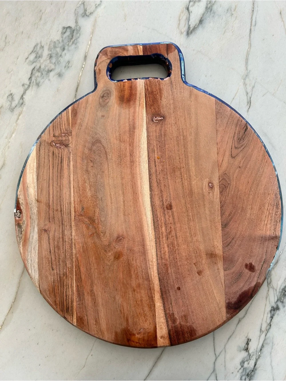 Coastal Wave Resin & Wood Round Cutting/Serving Board